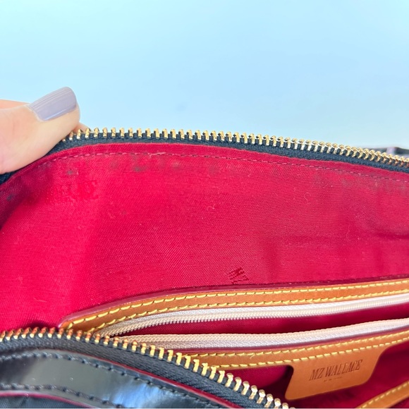 MZ WALLACE Jane Black Nylon Leather Pouch Gold Hardware Small Shoulder Bag Tote - Picture 15 of 16